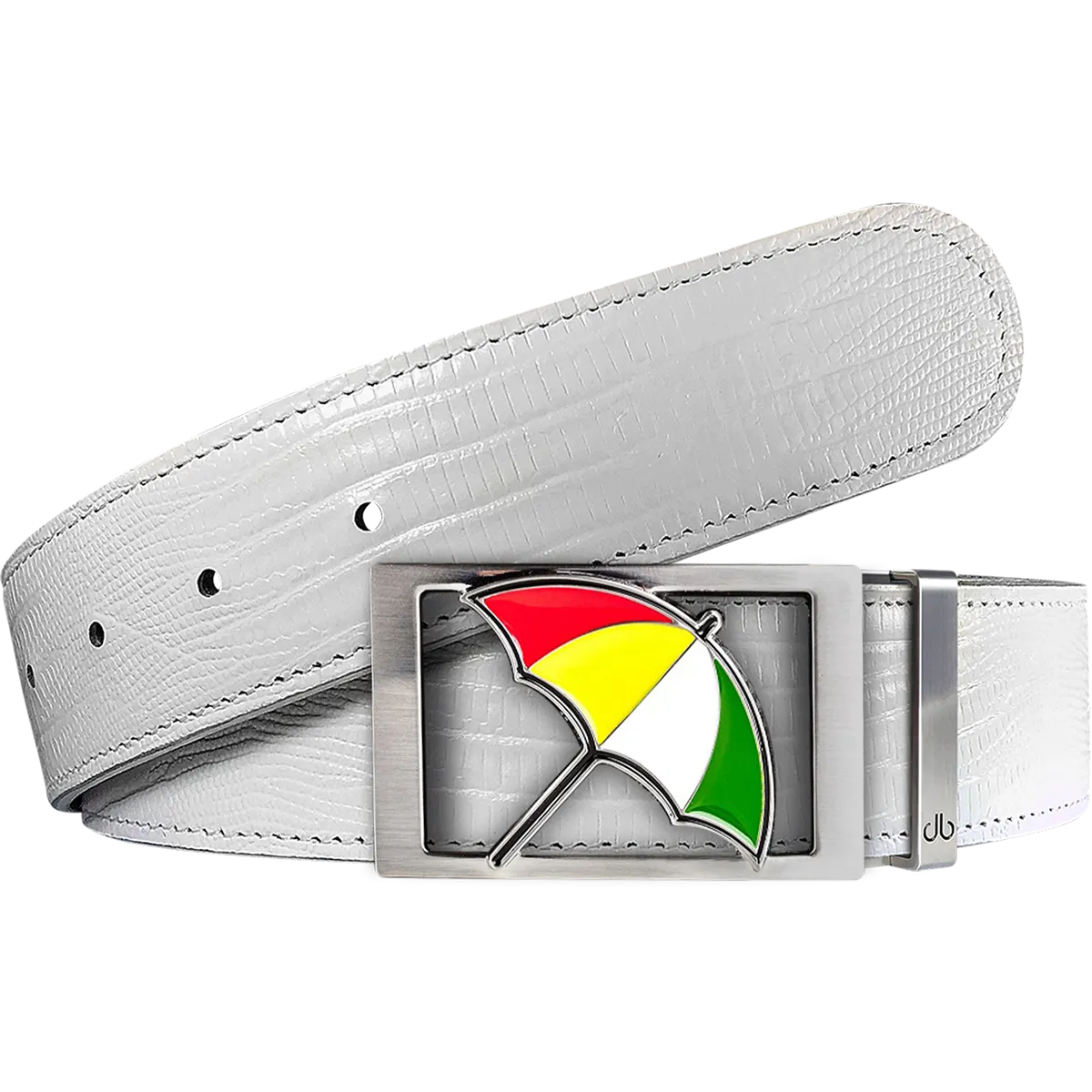 Arnold Palmer Ballmarker Buckle and Lizard Leather Belt in White