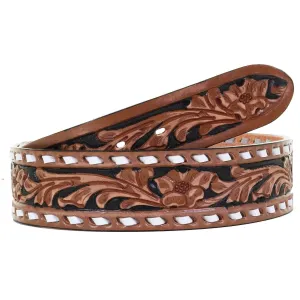 B1021 - Floral Tooled Buckstitch Belt