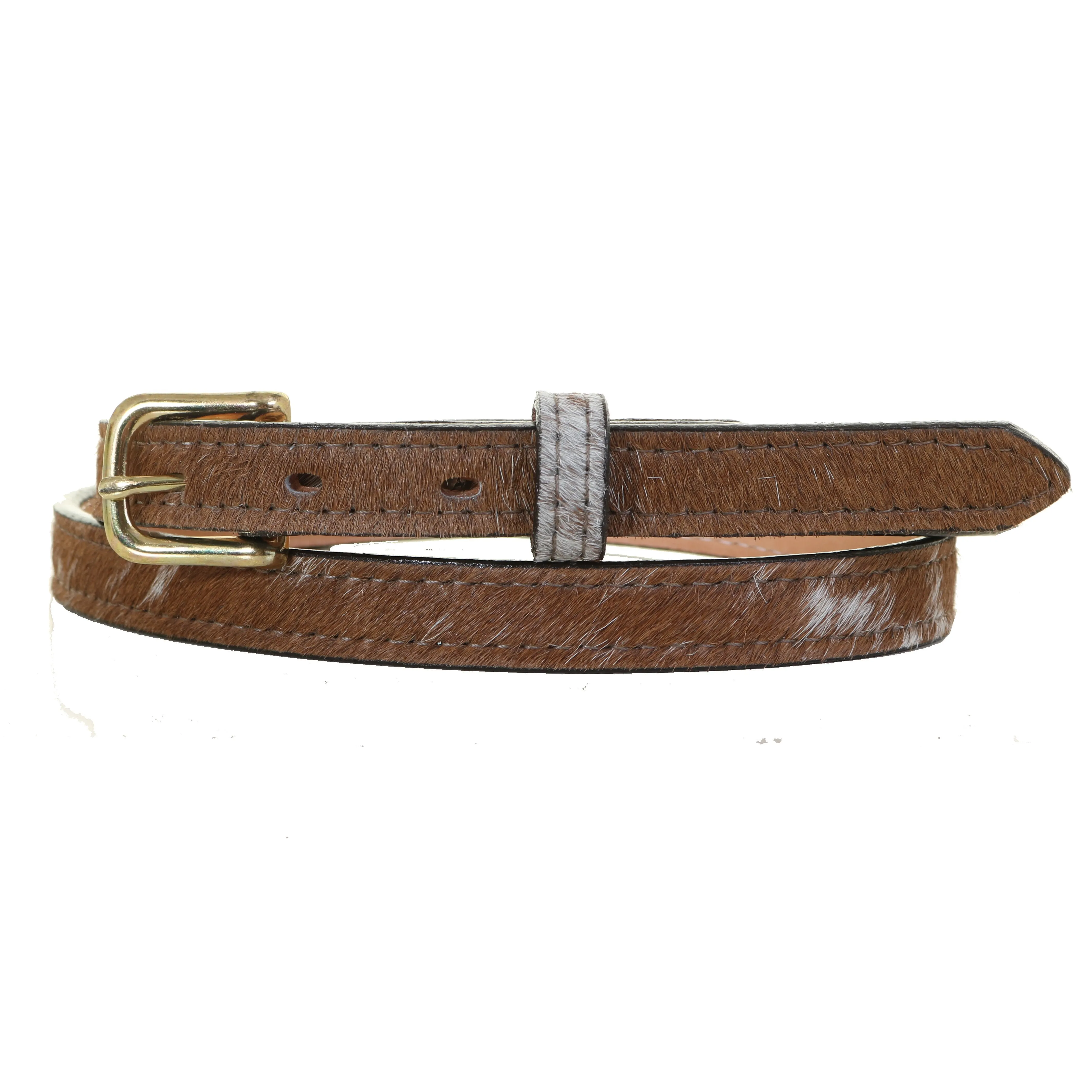 B1095 -  Brown and White Cowhide Leather Belt