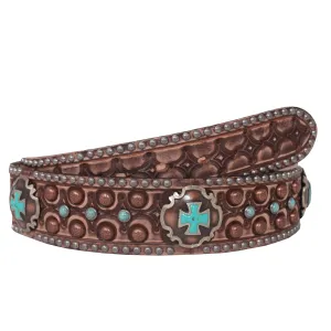 B119 - Brown Vintage Studded Belt