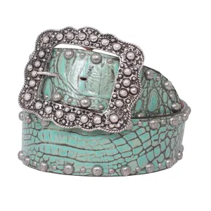B288 - Turquoise Gator Print Belt