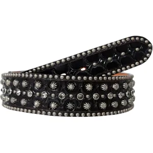 B715 - Black Studded and Tooled Belt