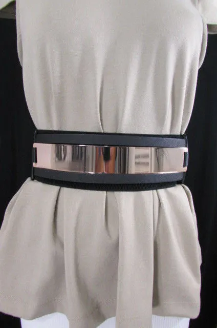 Gold Black Gold Silver Full Metal Gold Plate Wide Waist Chic Belt Fashion Regular & Plul Size