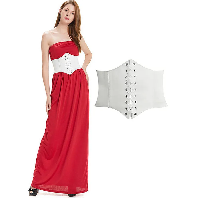 Hanerdun Women Lace-up Corset Waist Belt Stretch Wide Belts for Dress Cinch Waistband