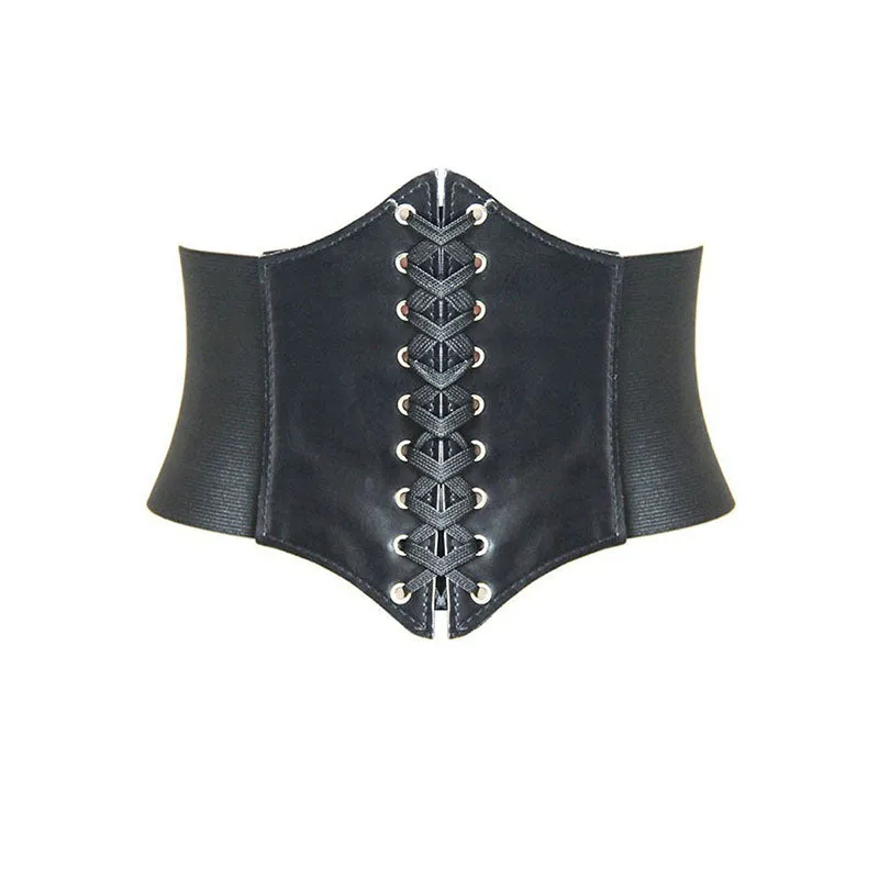 Hanerdun Women Lace-up Corset Waist Belt Stretch Wide Belts for Dress Cinch Waistband