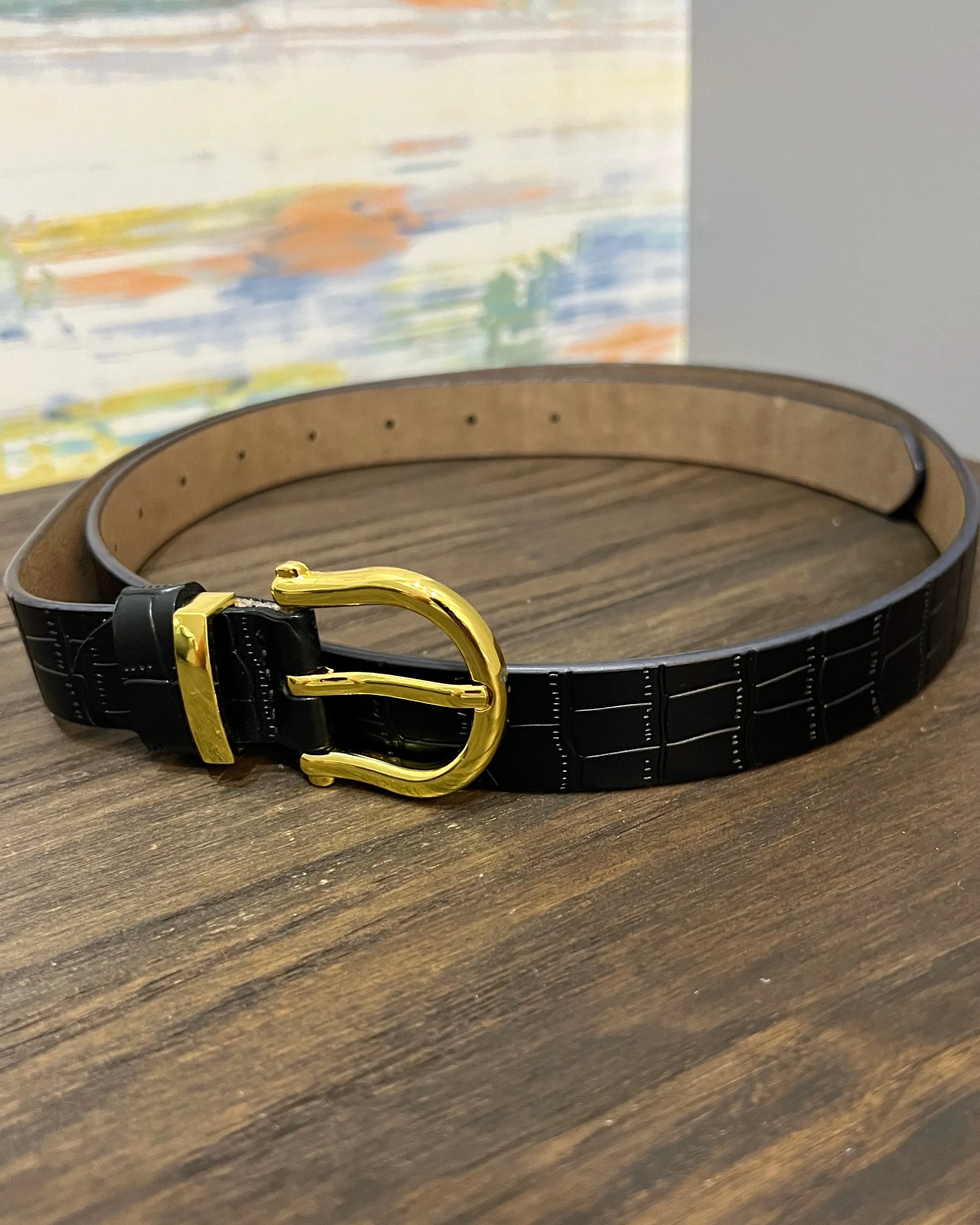 Leather Skinny Belt in Black FINAL SALE