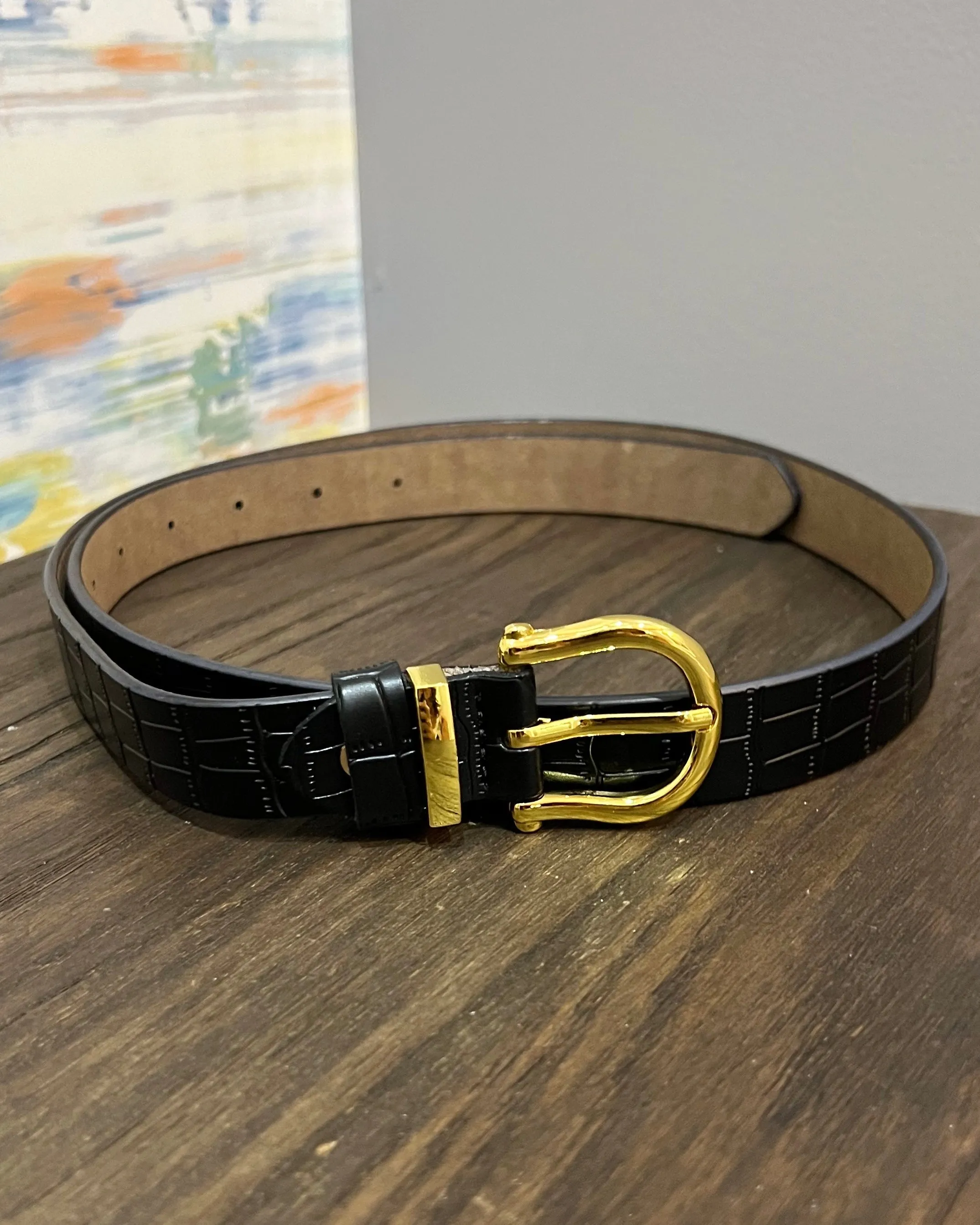 Leather Skinny Belt in Black FINAL SALE