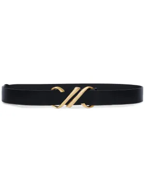 Monogram-plaque Leather Belt in Black
