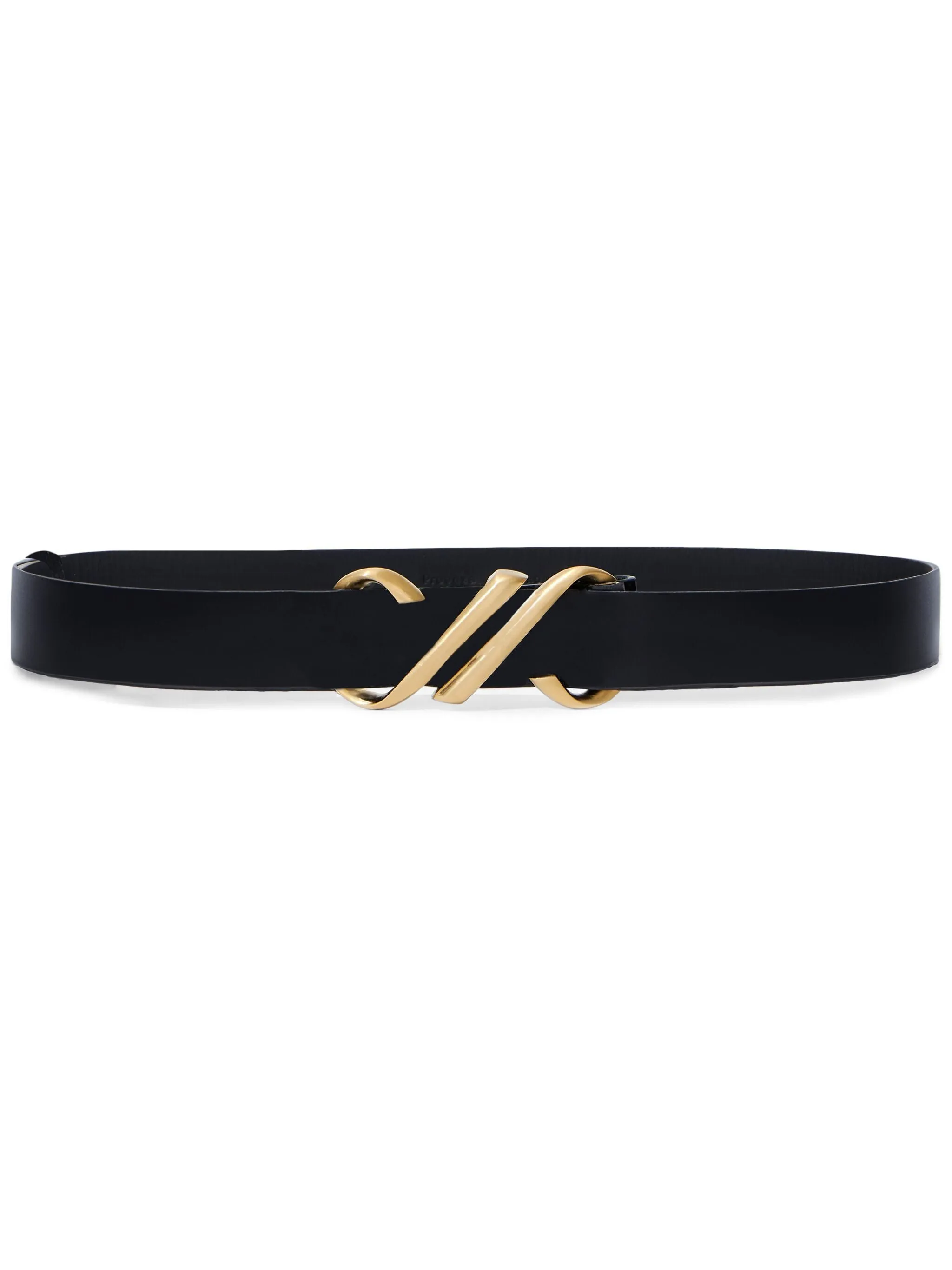 Monogram-plaque Leather Belt in Black