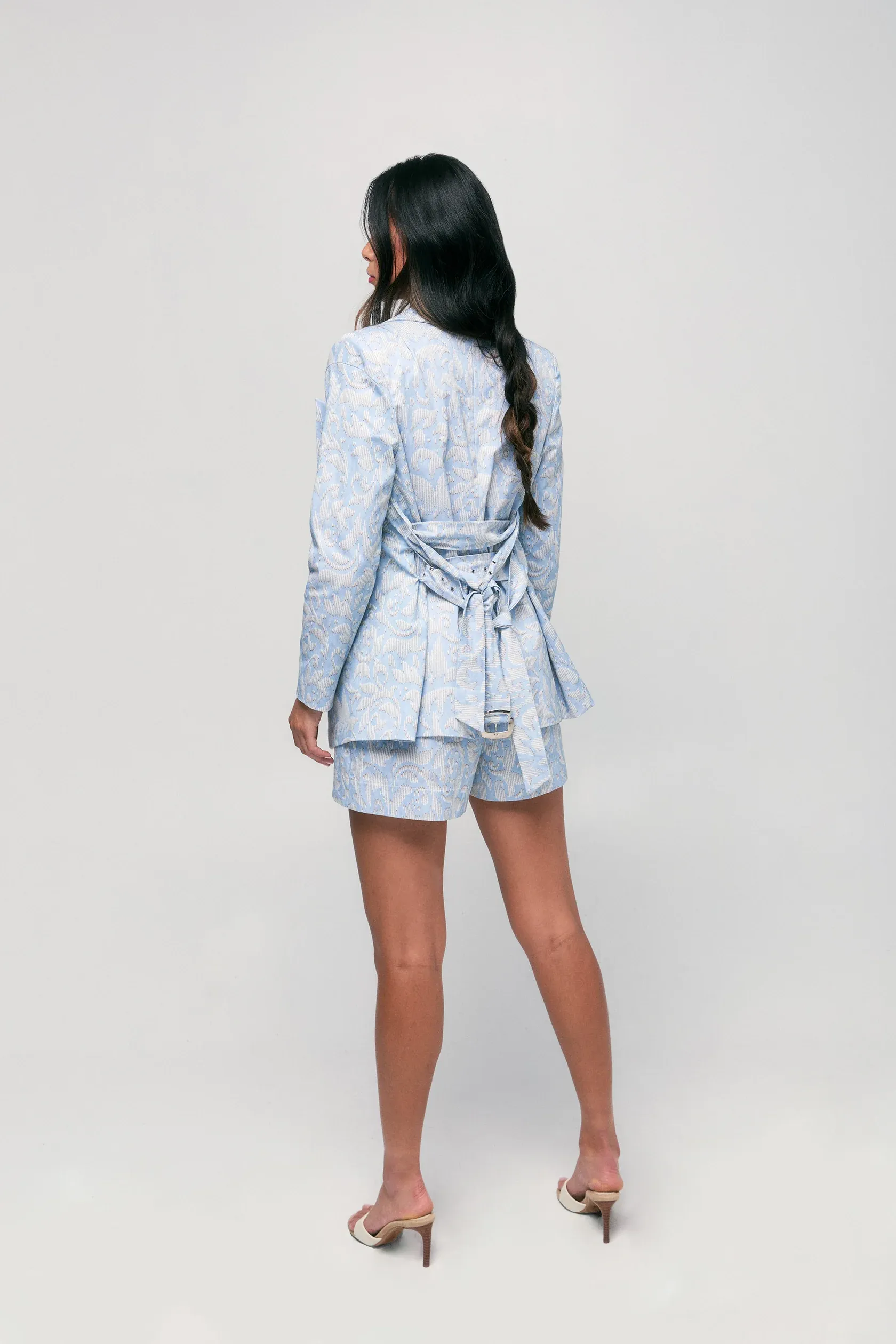 Twill Double Belted Boyfriend Blazer