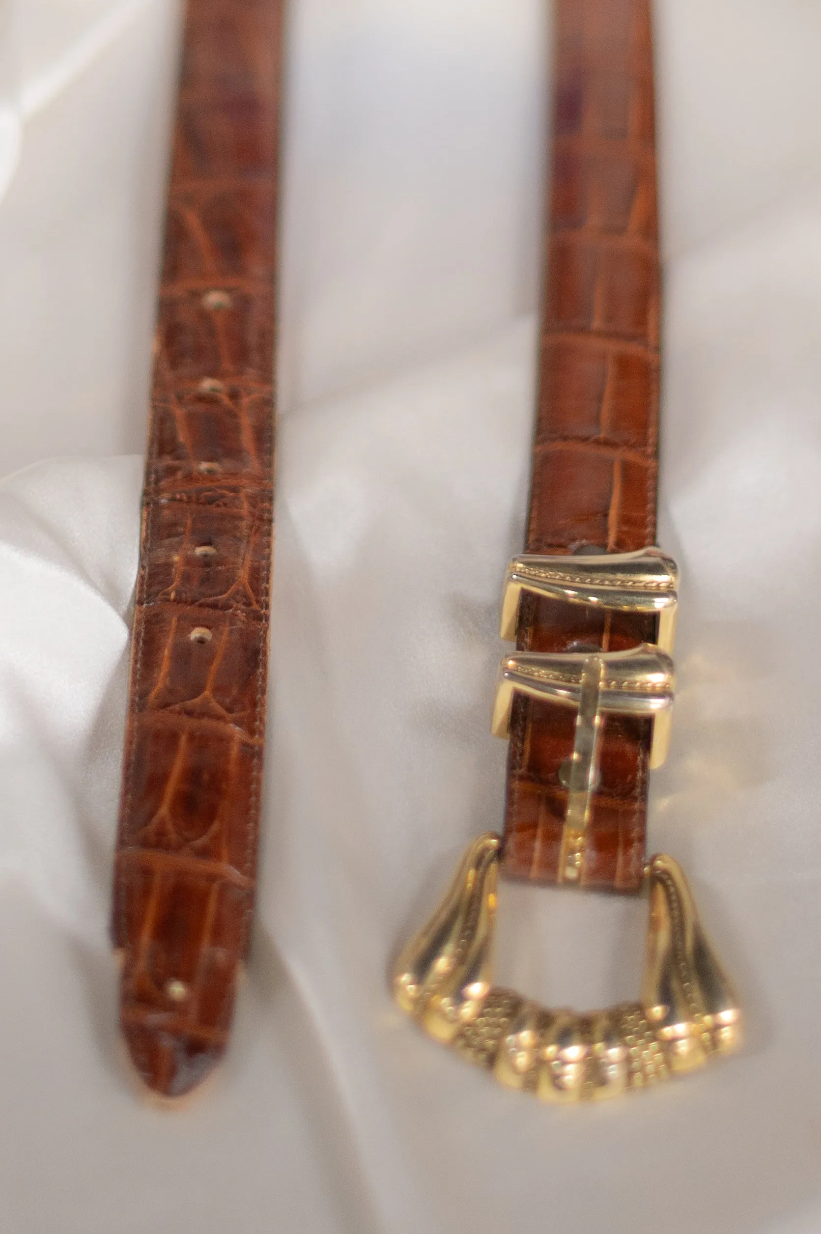 Vintage Gold Western Brown Belt