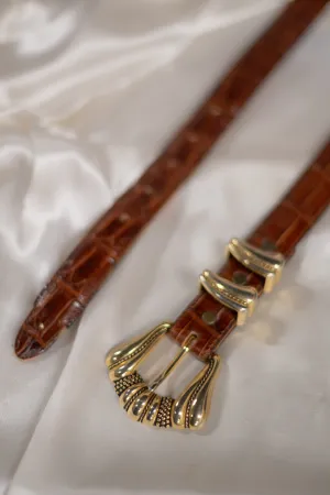 Vintage Gold Western Brown Belt