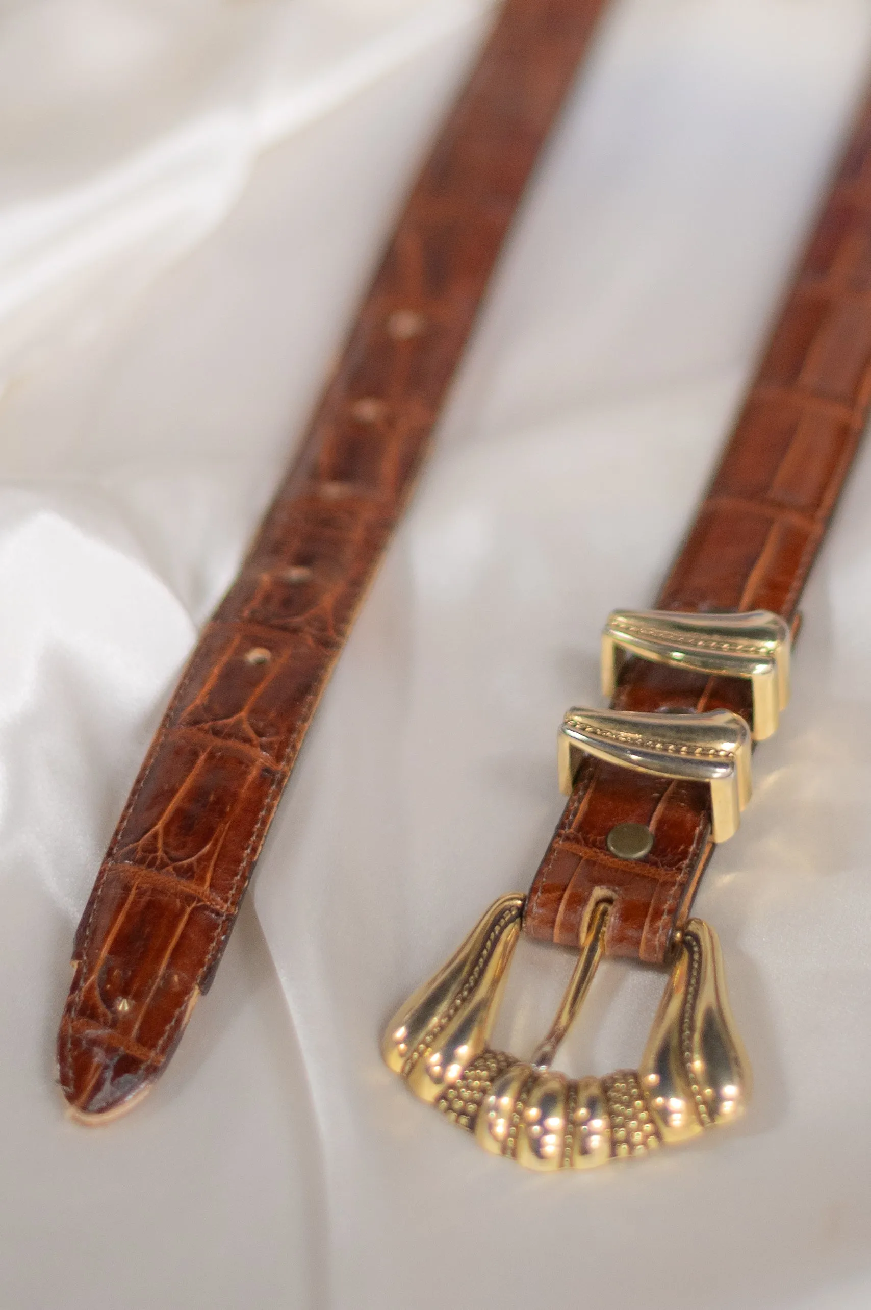 Vintage Gold Western Brown Belt