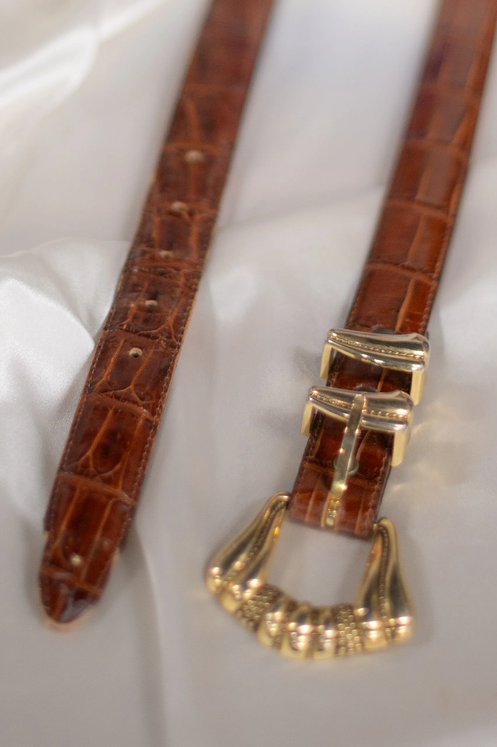 Vintage Gold Western Brown Belt