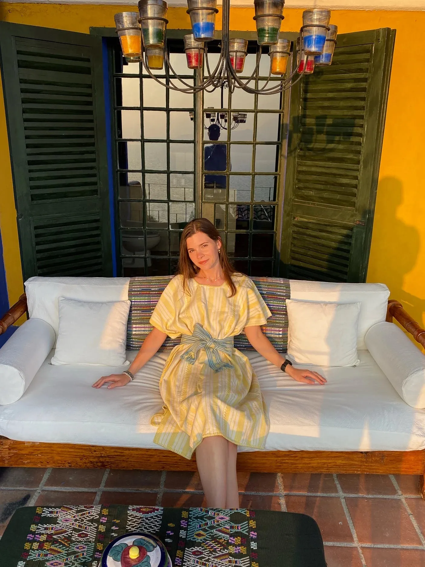 Yellow Stripe Wide Mini Kaftan