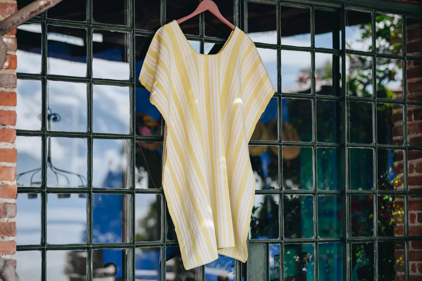 Yellow Stripe Wide Mini Kaftan