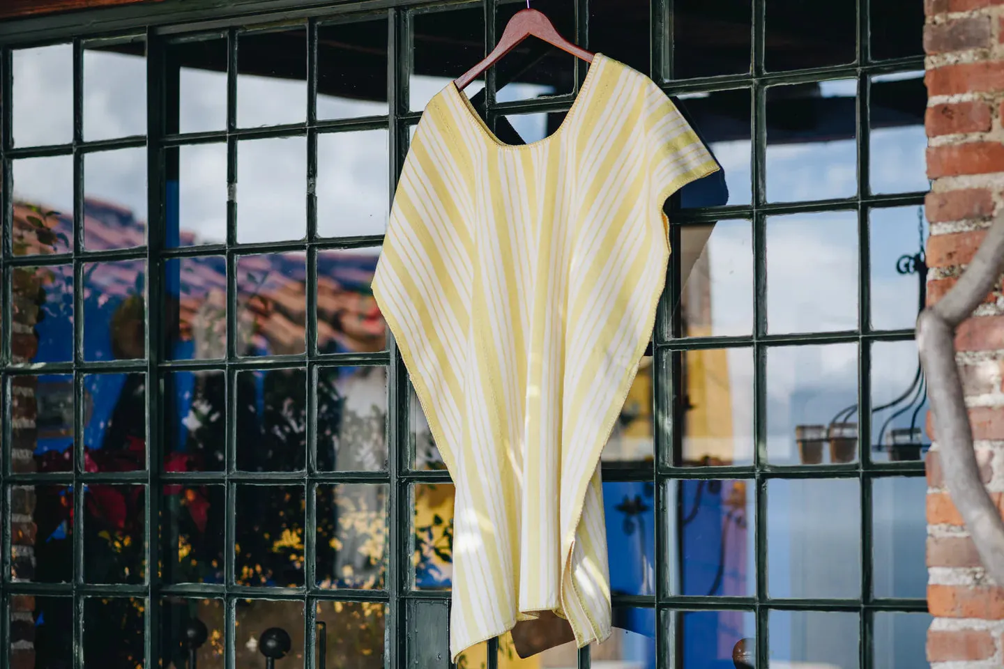 Yellow Stripe Wide Mini Kaftan