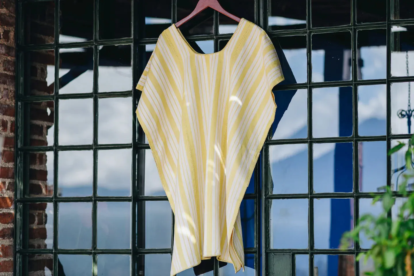 Yellow Stripe Wide Mini Kaftan